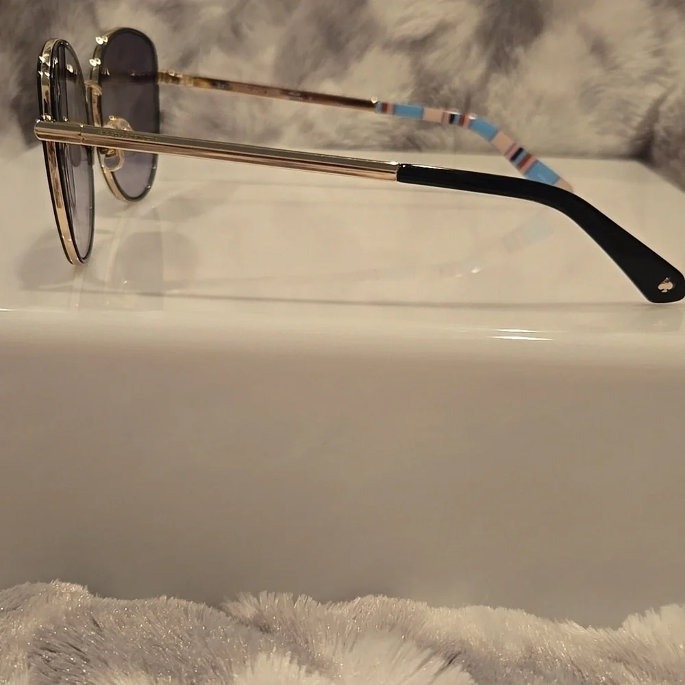 Kate Spade Maryam Gold and Black Oversized Sunglasses Brand New in Case